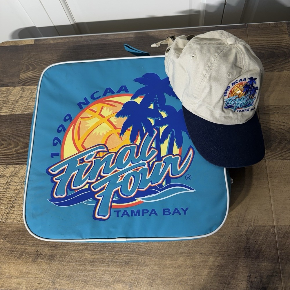 NCAA Final Four Tampa Bay '99 Blue Graphic‎ Seat Cushion Bleacher Pad AND Hat!